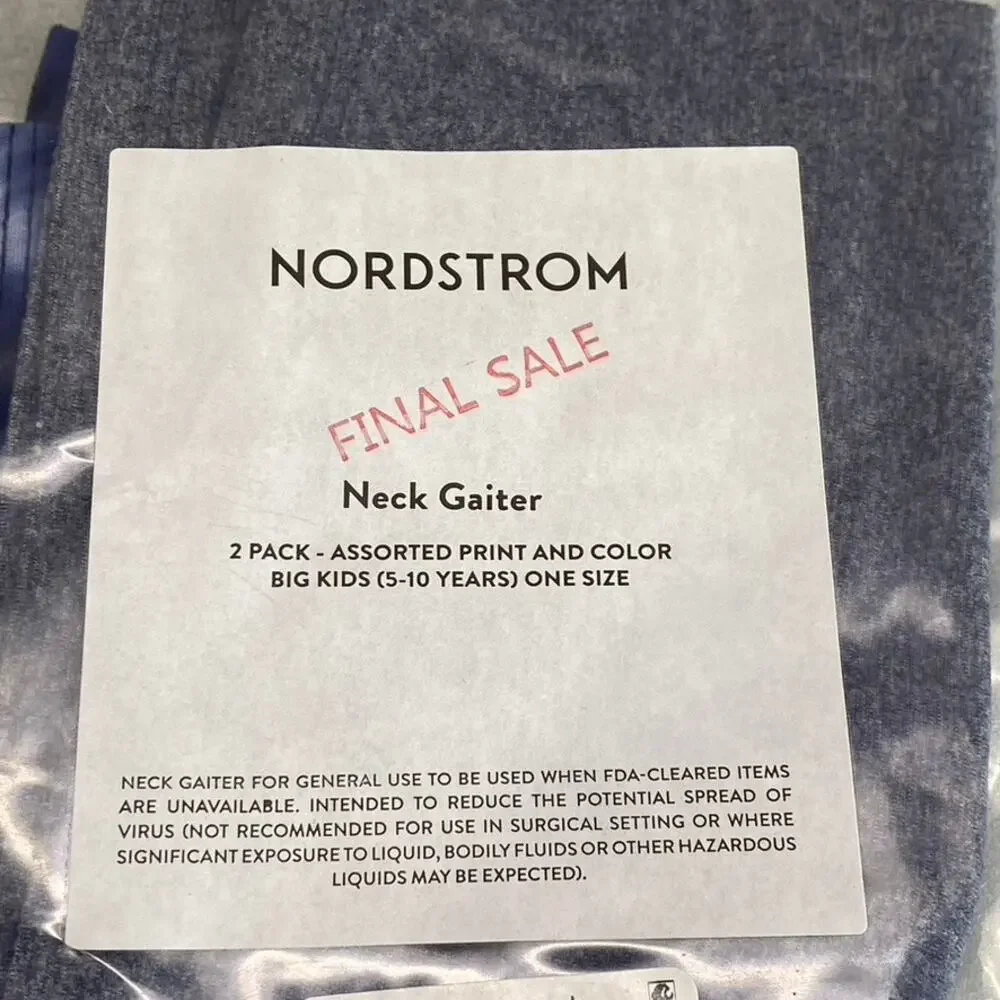 NORDSTROM Kids Gray-Navy Tie-Dye 2-Pack Neck Gaiter SZ OS